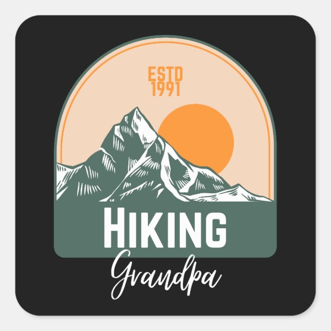 Pegatina Cuadrada Abuelo de excursión (Anverso)