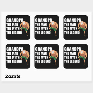Pegatina Cuadrada Abuelo El hombre, mito, leyenda - Día del padre gr
