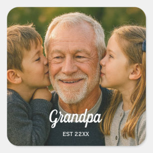 Pegatina Cuadrada abuelo foto personalizada EST