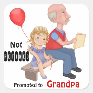 Pegatina Cuadrada Abuelo no jubilado promovido