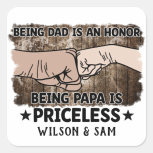 Pegatina Cuadrada Abuelo   Ser Papa no tiene precio   Padre