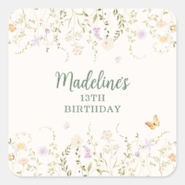 Pegatina Cuadrada Abundantes Fiestas del Jardín Floral