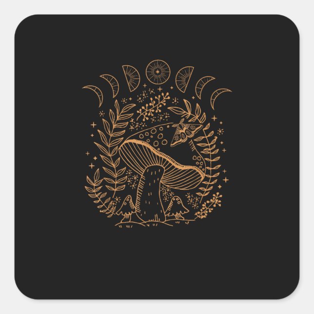 Pegatina Cuadrada Academia Goblincore Cottagecore Aesthetic Witchy M (Anverso)