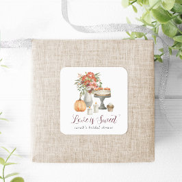 Pegatina Cuadrada Acalorado Pumpkin Otoño "El amor es dulce"