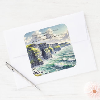 Pegatina Cuadrada Acantilados de Moher, Irlanda y cotización