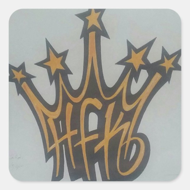 Pegatina Cuadrada ¡Accesorios HFK Finalmente! (Anverso)