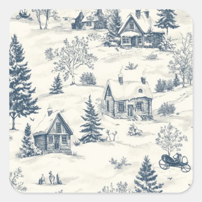 Pegatina Cuadrada Accesorios para patrones de toile de navidades (Anverso)