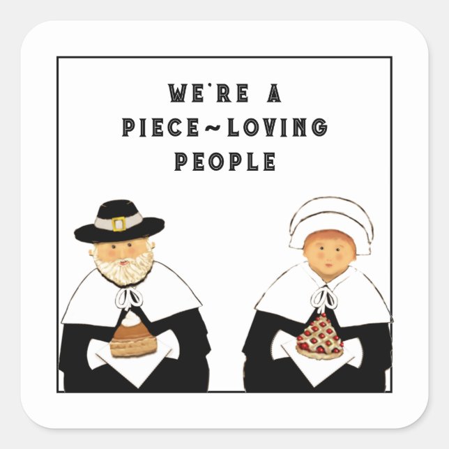 Pegatina Cuadrada Acción de Gracias Creativa (Anverso)