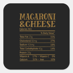 Pegatina Cuadrada Acción de Gracias de Mac y Cheese Nutrition 2020