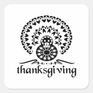 Pegatina Cuadrada Acción de Gracias - Mandala en Turquía