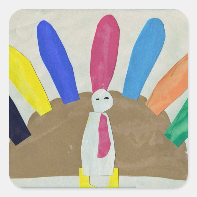 Pegatina Cuadrada Acción de Gracias Turquía (Anverso)