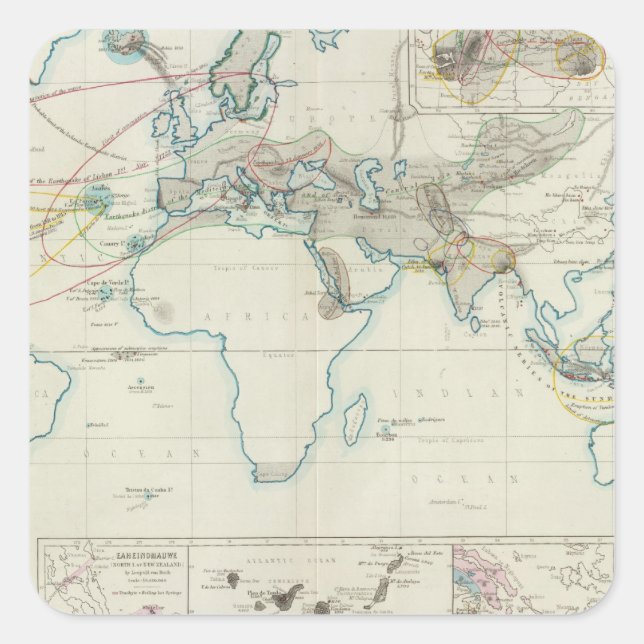 Pegatina Cuadrada Acción volcánica (Anverso)