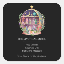 Pegatina Cuadrada Aceites esenciales mágicos cristales de yoga apote