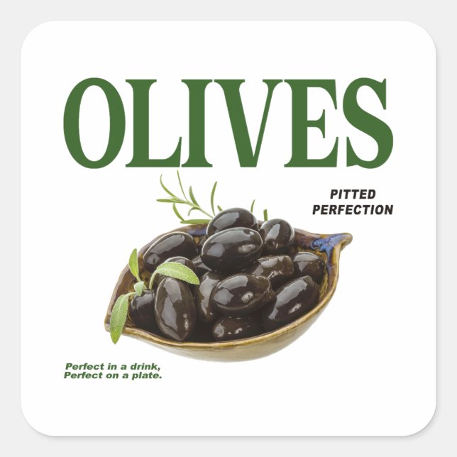 Pegatina Cuadrada Aceitunas con perfección (Anverso)