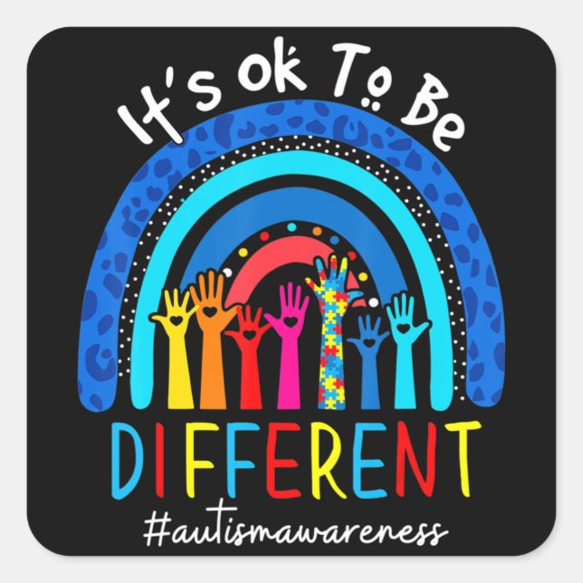 Pegatina Cuadrada Aceptación De Concienciación Sobre El Autismo Las  (Anverso)