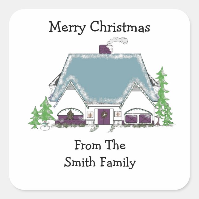 Pegatina Cuadrada Acogedor cambio de dirección de la casa (Anverso)