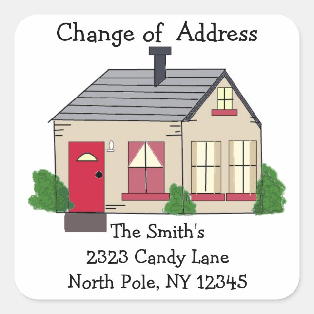 Pegatina Cuadrada Acogedor cambio de dirección en el hogar (Anverso)