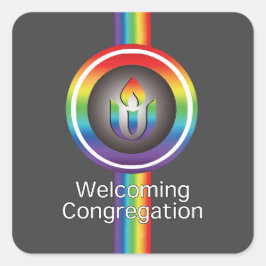 Pegatina Cuadrada Acogiendo al Universalismo Unitario de la Congrega