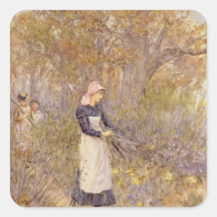 Pegatina Cuadrada Acopio de la madera para la madre