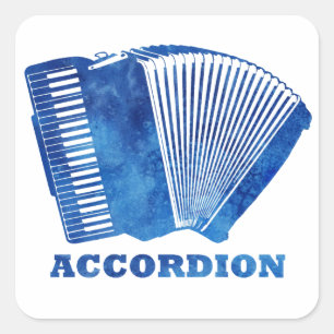 Pegatina Cuadrada Acordeón azul