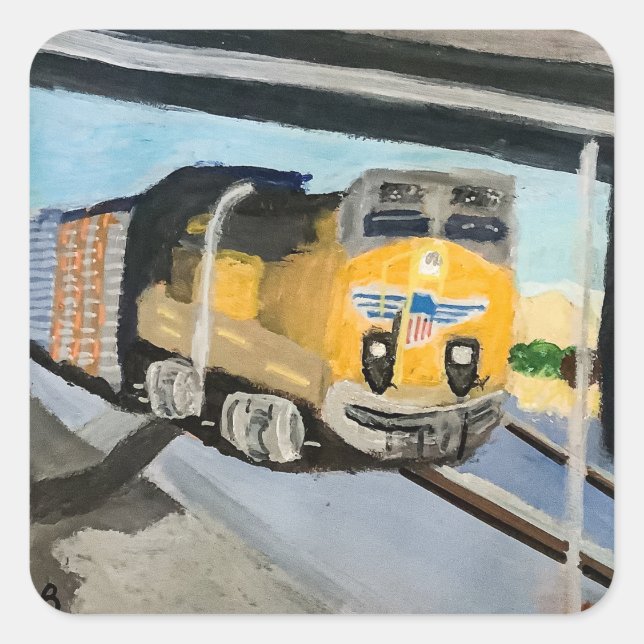 Pegatina Cuadrada Acrylic Train Art Print | Scenic Indio CA Desert  (Anverso)