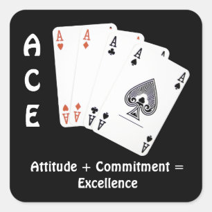 Pegatina Cuadrada Actitud ACE + Compromiso = Excelencia