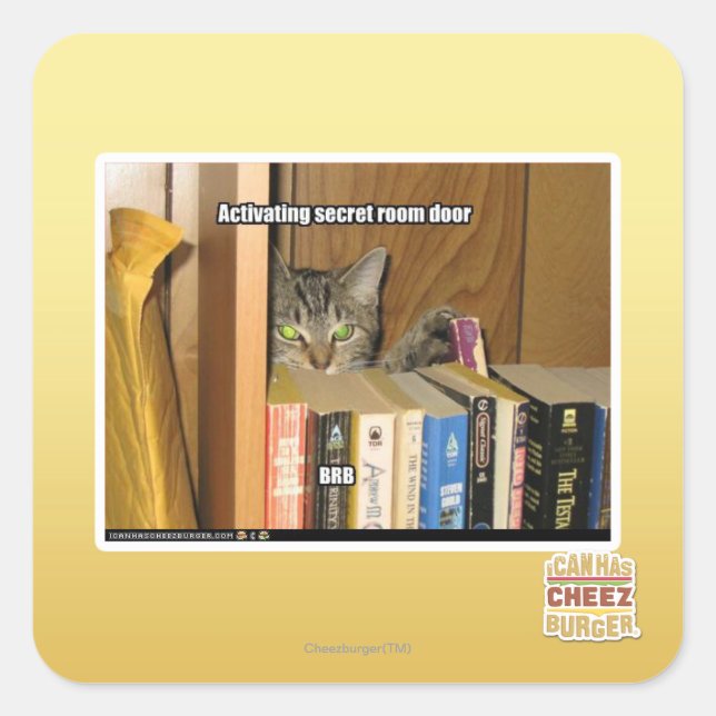 Pegatina Cuadrada Activación de la puerta de la habitación secreta (Anverso)