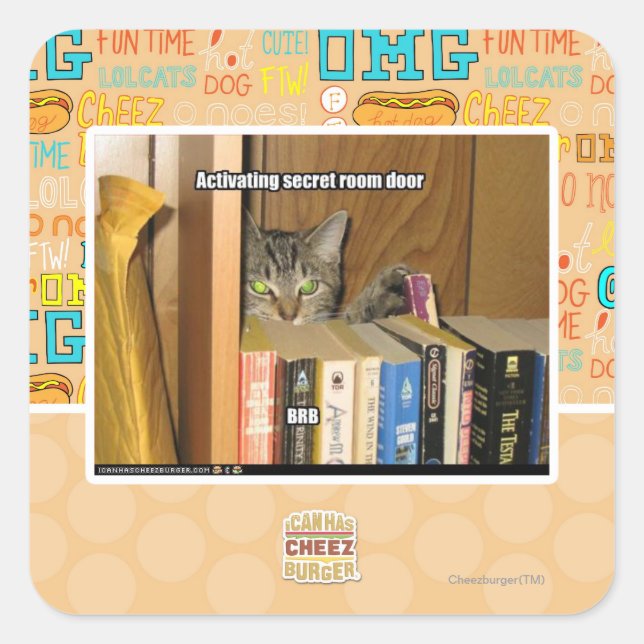 Pegatina Cuadrada Activación de la puerta de la habitación secreta (Anverso)