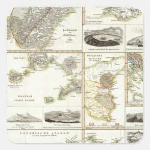 Pegatina Cuadrada Actividad volcánica atlántica