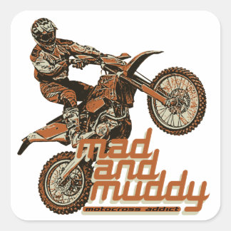 Pegatina Cuadrada Actores de Motocross