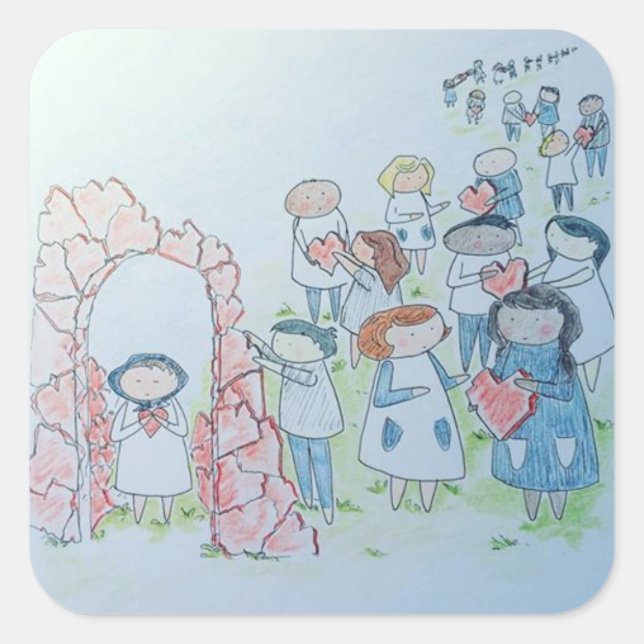 Pegatina Cuadrada Actos de bondad (Anverso)