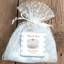 Pegatina Cuadrada Acuarela Bebé Koala Con Invitación A La Luna