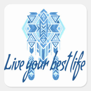 Pegatina Cuadrada Acuarela Boho Best Life
