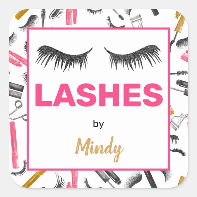 Pegatina Cuadrada Acuarela de artista de maquillaje de latigazos de  (Anverso)