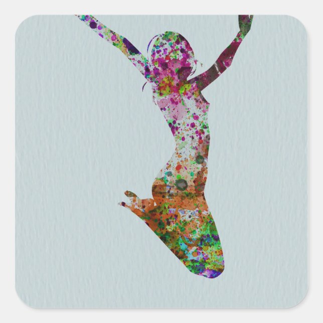 Pegatina Cuadrada acuarela de balanza (Anverso)