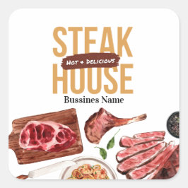 Pegatina Cuadrada Acuarela de carne de filete
