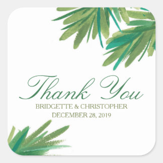 Pegatina Cuadrada Acuarela de Pine Woods | Boda Gracias