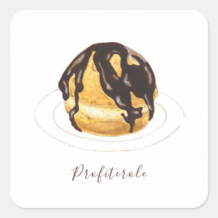 Pegatina Cuadrada acuarela de Profiterole