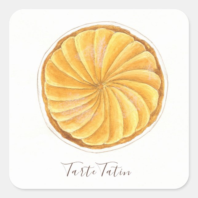 Pegatina Cuadrada acuarela de Tarte Tatin (Anverso)