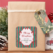 Acuarela Dibujada a Mano Lazos Rojos Rayas Navidad