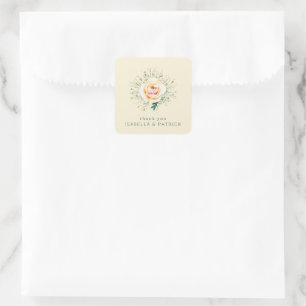 Pegatina Cuadrada Acuarela floral crema serena
