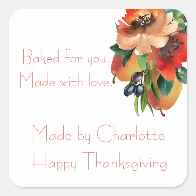 Pegatina Cuadrada Acuarela fresca horneada (Anverso)