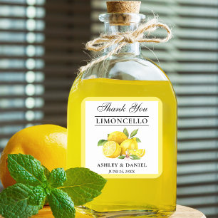 Pegatina Cuadrada Acuarela Limones Boda Limoncello