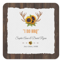 Acuarela moderna girasoles Antlers Madera I DO BBQ