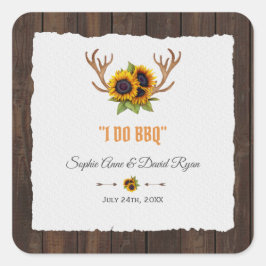 Pegatina Cuadrada Acuarela moderna girasoles Antlers Madera I DO BBQ