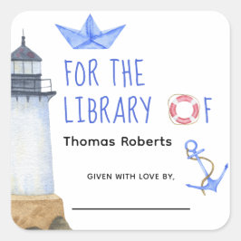 Pegatina Cuadrada Acuarela náutica - placa de ducha para bebés