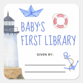 Pegatina Cuadrada Acuarela náutica - placa de ducha para bebés