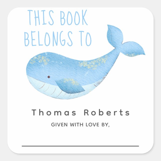 Pegatina Cuadrada Acuarela náutica - placa de ducha para bebés (Anverso)