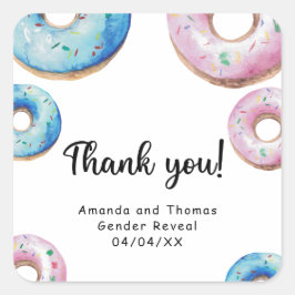 Pegatina Cuadrada Acuarela no da las gracias revelación de género