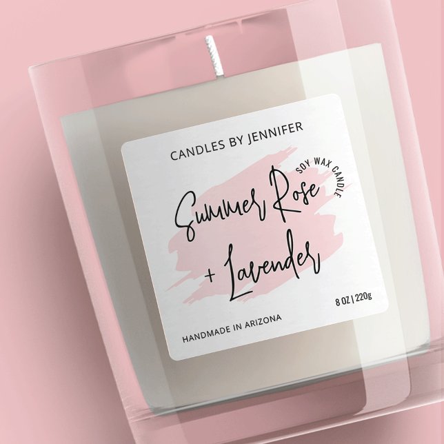 Pegatina Cuadrada Acuarela Rosa Femenina Velas Modernas (Subido por el creador)